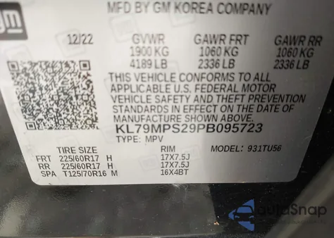 2023 Chevrolet Trailblazer Fwd Lt z USA, uszkodzony, nr VIN KL79MPS29PB095723